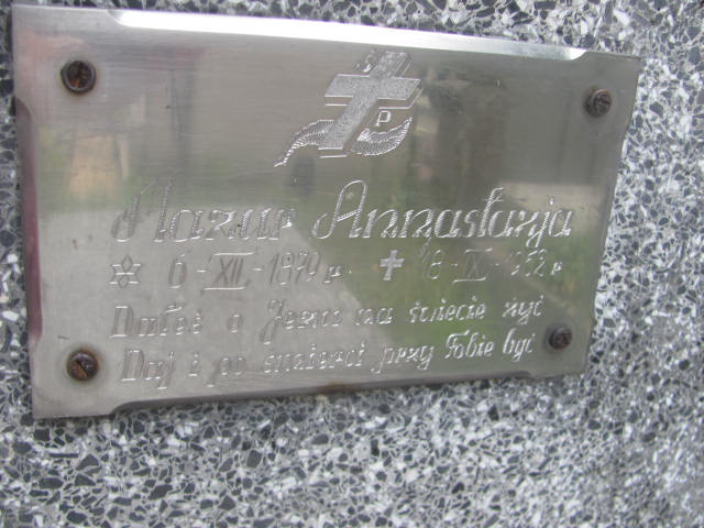 Anastazja Mazur 1879 Żabno - Grobonet - Wyszukiwarka osób pochowanych