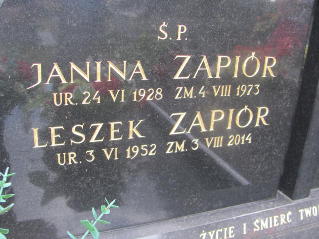 Janina Zapiór 1928 Żabno - Grobonet - Wyszukiwarka osób pochowanych