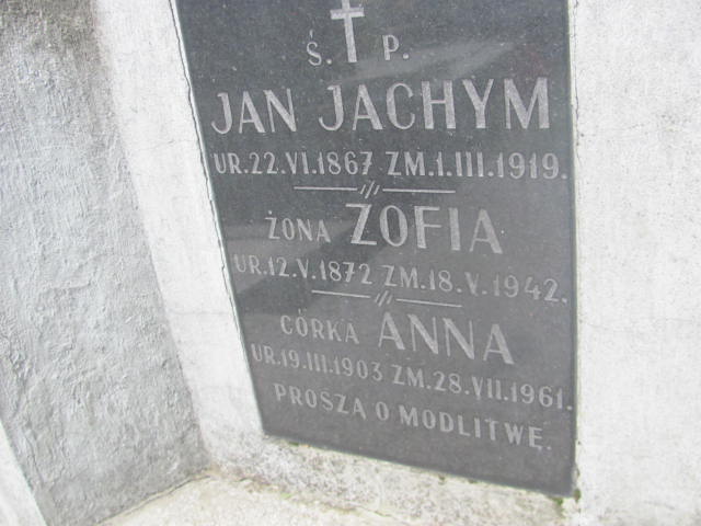 Anna Jachym 1903 Żabno - Grobonet - Wyszukiwarka osób pochowanych