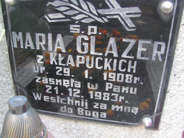 Maria Glazer 1908 Żabno - Grobonet - Wyszukiwarka osób pochowanych